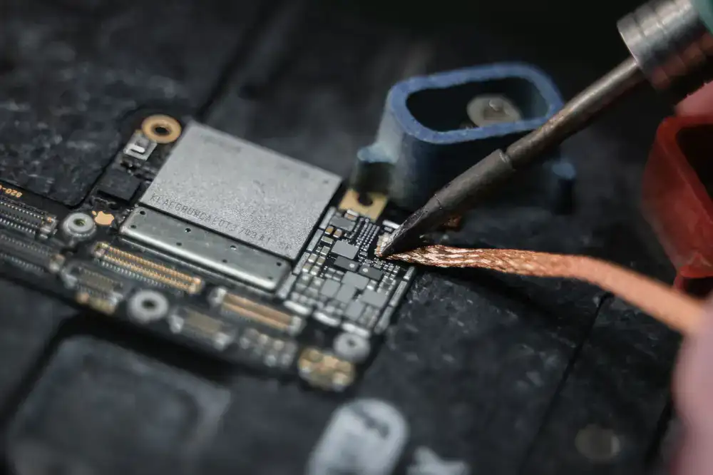 Close up of digital sound decoders and micro wiring components