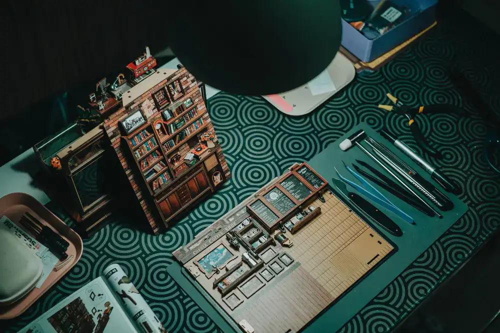 Assembling a detailed miniature architectural building